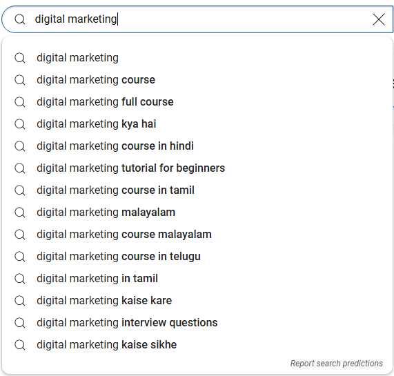 YouTube SEO Kaise Kare - 15+ Helpful Tips 2 Digital marketing search in YouTube example