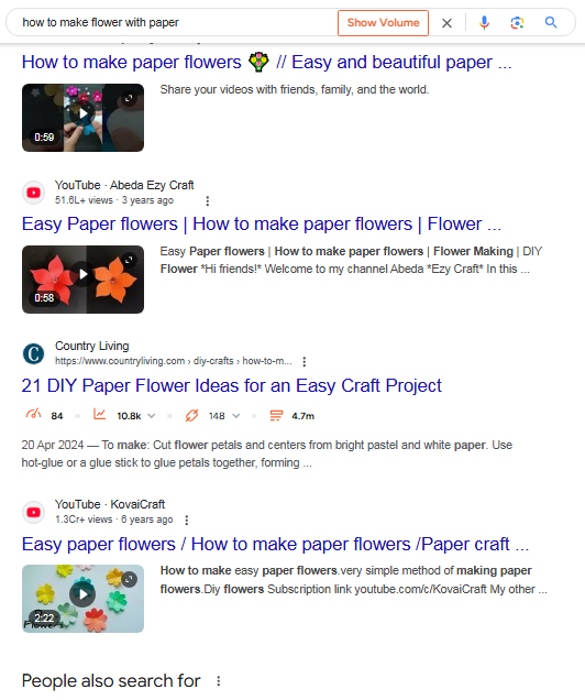 YouTube SEO Kaise Kare - 15+ Helpful Tips 1 SERP show video in results example
