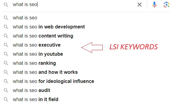 LSI keywords list example